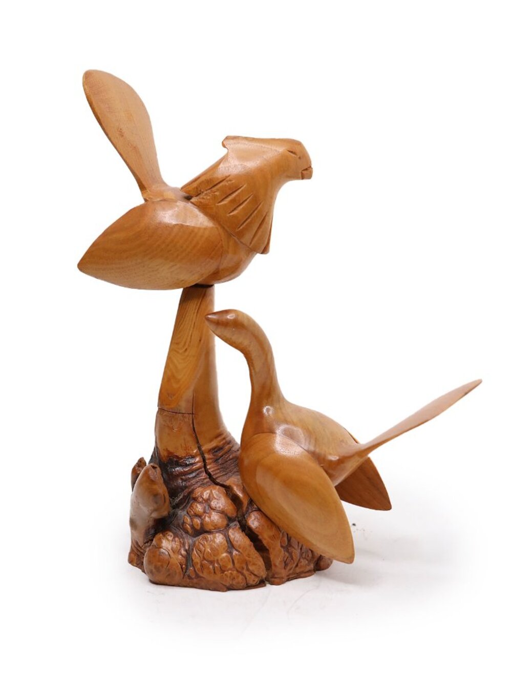Vtg 70s Wilmer Nadjiwon Signed Hand Carved Wood Bird Sculpture First Nations